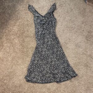 Jonathan Martin Black and White Floral Midi Dress